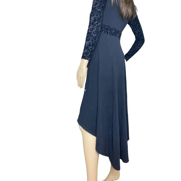 Royal Bones Dang Goodman Goth Black Velvet Lace Top Midi Dress Size Small - Picture 5 of 9